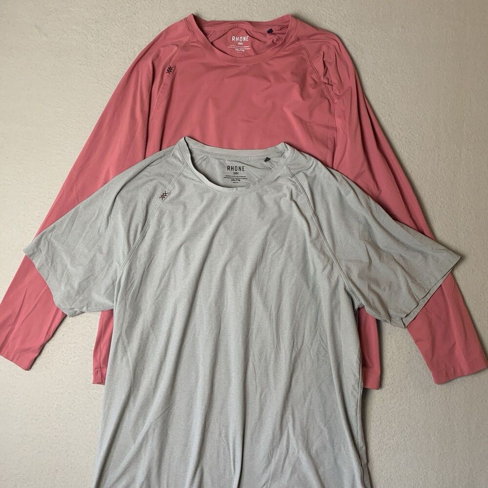 Rhone Reign Shirts Men XXL Gray & Salmon Reign Training Performance Athleisure